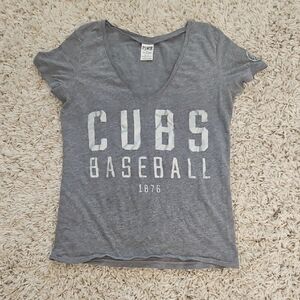 PINK Victoria's Secret Gray Cubs Baseball Tee